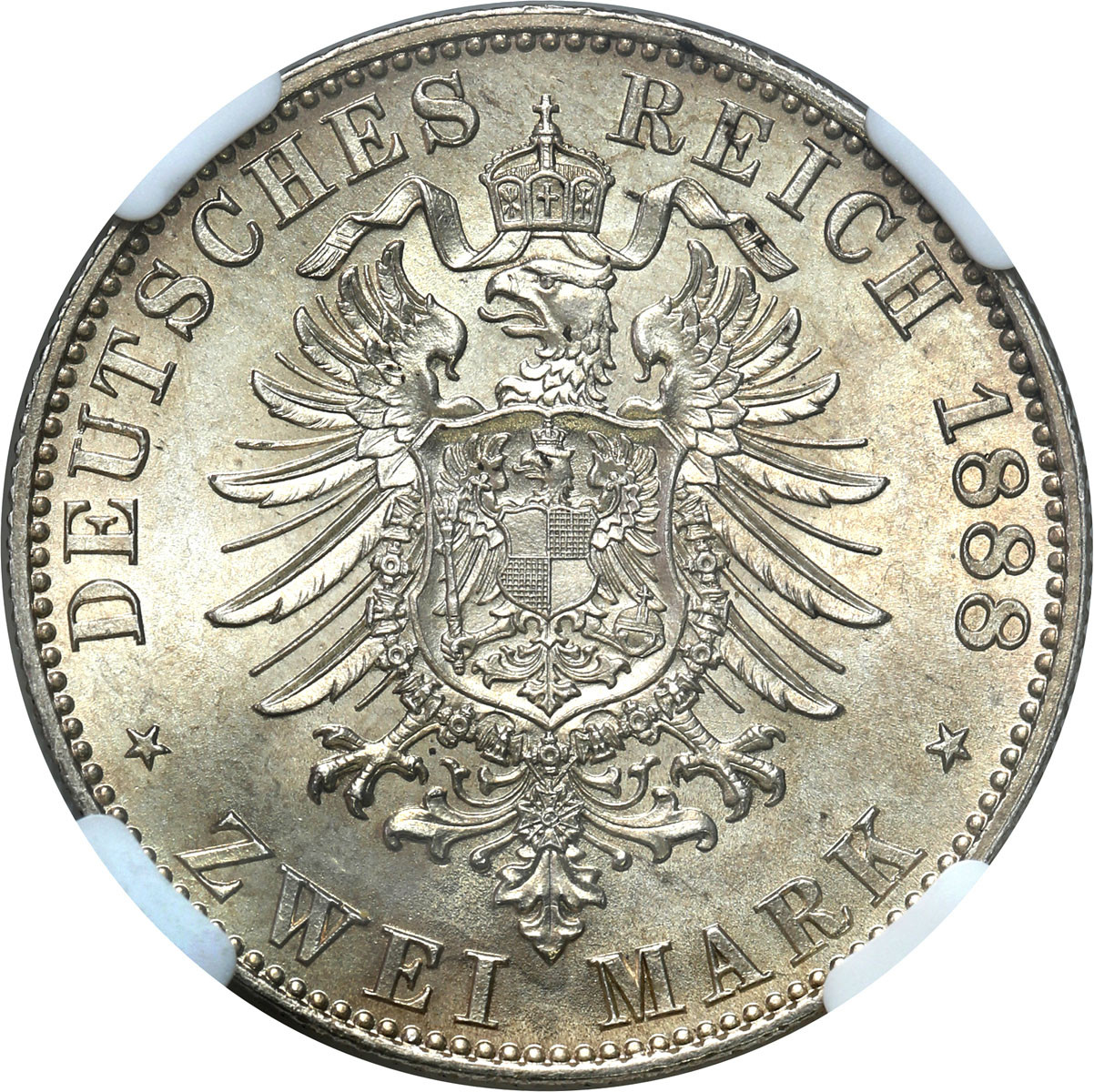 Niemcy, Prusy. 2 marki 1888 A, Berlin NGC MS65 - WYŚMIENITE